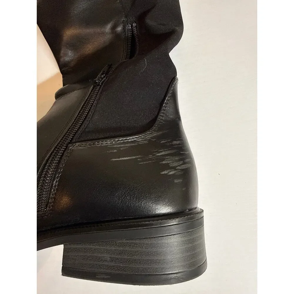 A New Day Hope Black Knee High Riding Boots Women’s 9.5 Stretch Side Zip